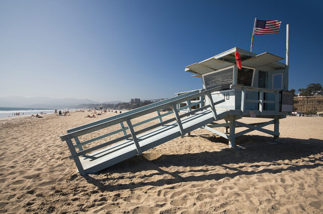 Strážní domek na pláži, Santa Monica, USA