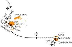 Mapa - 1191/MELANÉSIE A POLYNÉSIE – OSTROVY FIDŽI A TONGA