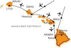Mapa - 0261/HAVAJSKÉ OSTROVY – OAHU, KAUAI, MAUI A HAWAII