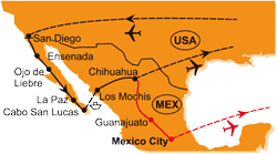 Mapa - 0291/NAPŘÍČ MEXIKEM – BAJA CALIFORNIA A MĚDĚNÝ KAŇON